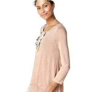 Pure Jill Elliptical Tee Womens Blush Fawn Neutral Pink Supersoft 3/4 Sleeve Tee